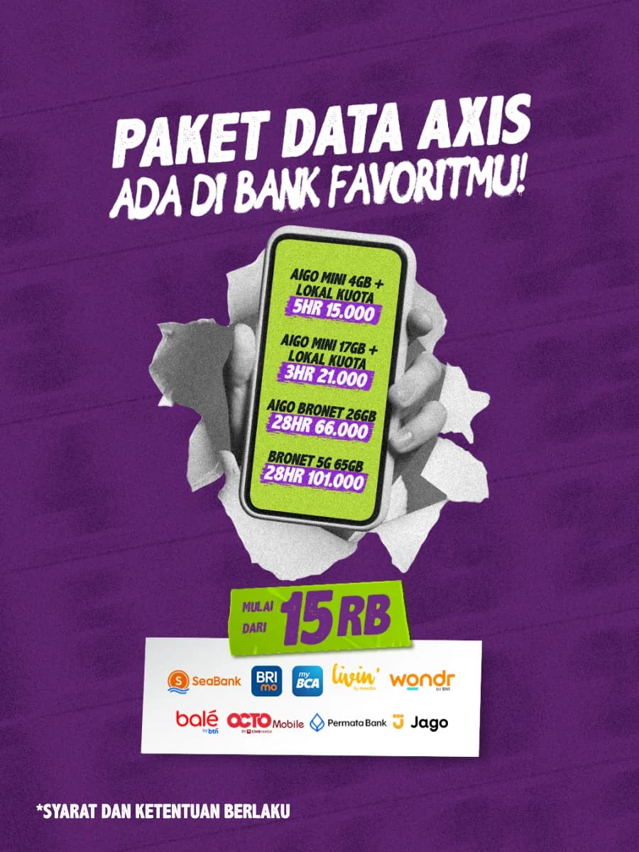 AXIS Makin Gampang! Beli AIGO Mini Mulai 15Rb Bisa Dari Bank Favorit Kamu. image gambar