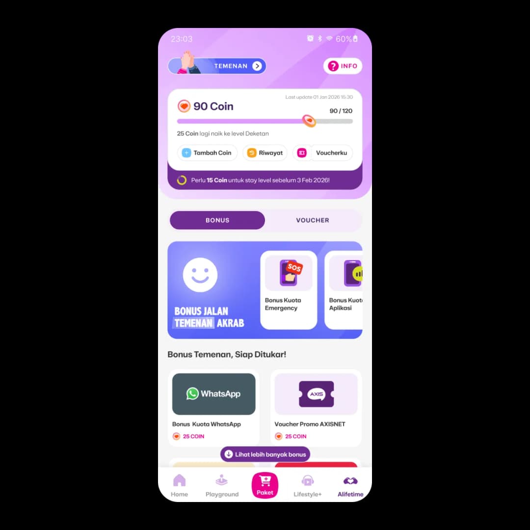 AXIS TUKAR COIN UNTUK NAIK LEVEL & AMBIL BONUS DI ALIFETIME image gambar