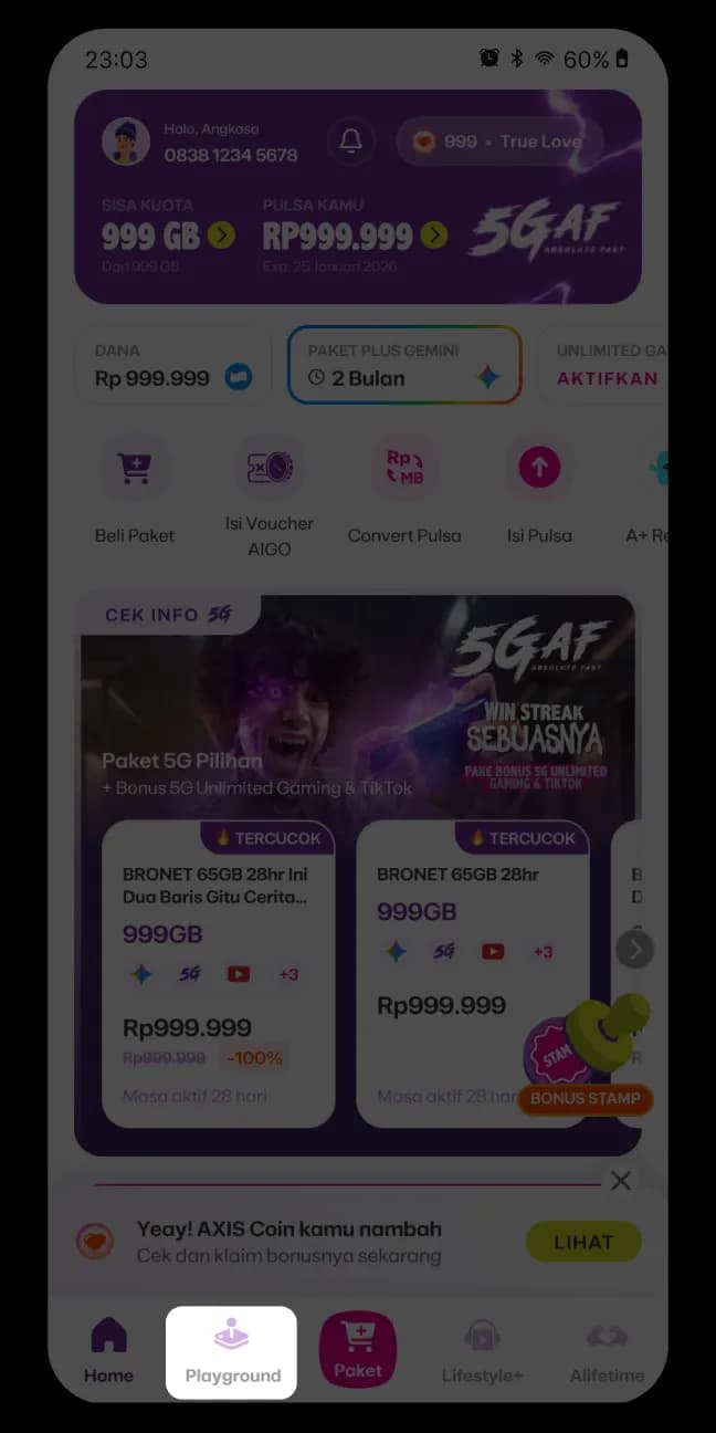 AXIS Cara Klaim Bonus 5G Unlimited Gaming & TikTok image gambar