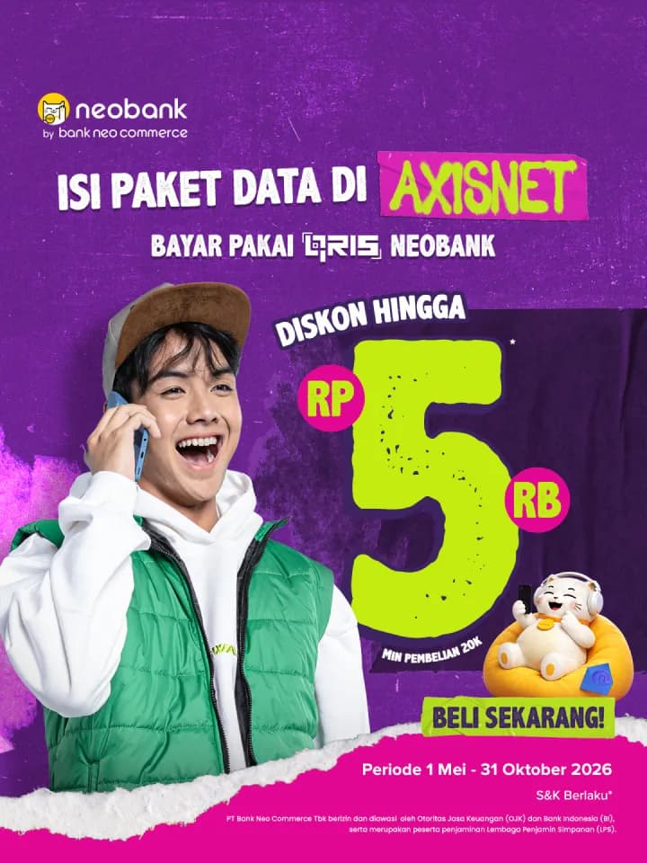 AXIS Isi Paket Data AXIS Lewat QRIS NEO BANK Diskon 5.000 image gambar