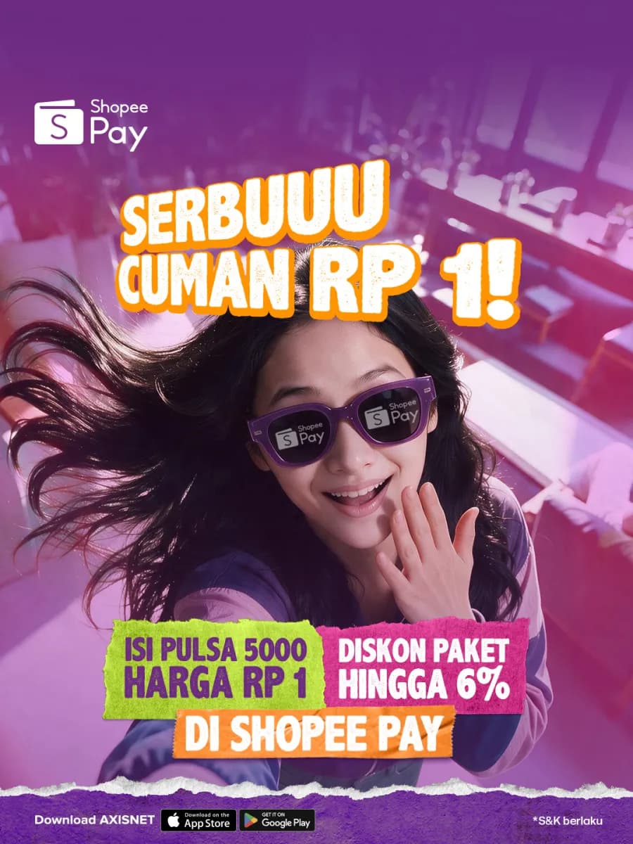 AXIS Special Promo ShopeePay: Nikmati diskon hingga 6% untuk Paket Data & Pulsa Rp1 untuk produk pilihan image gambar