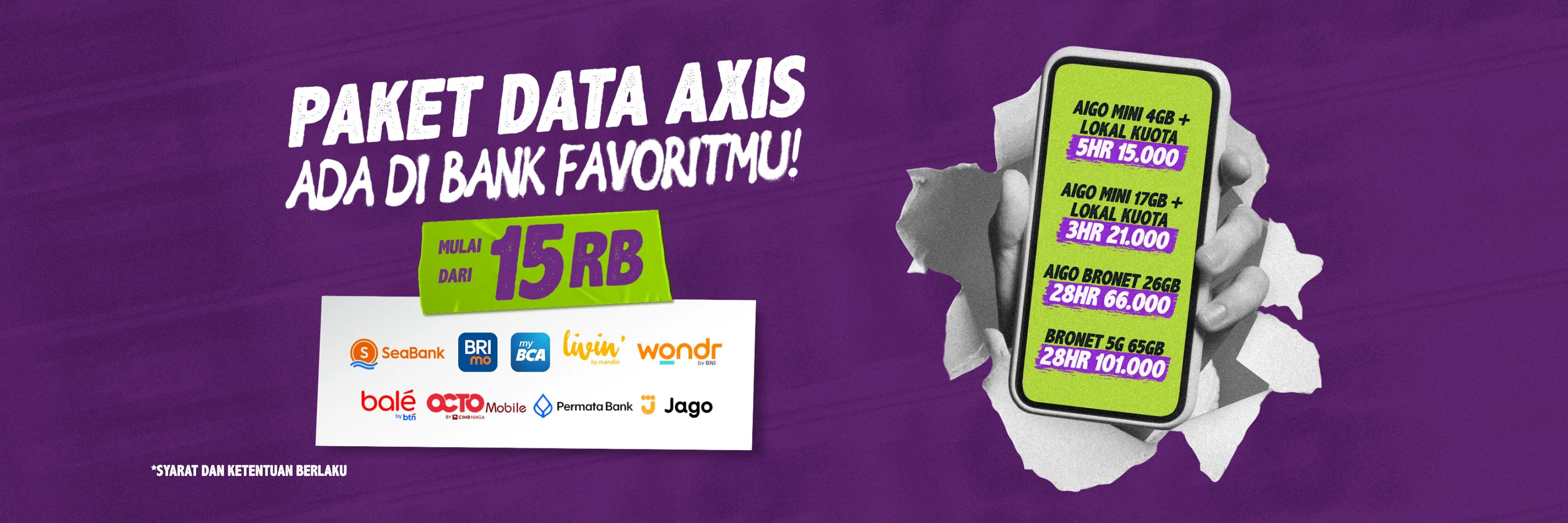 AXIS Makin Gampang! Beli AIGO Mini Mulai 15Rb Bisa Dari Bank Favorit Kamu. image gambar